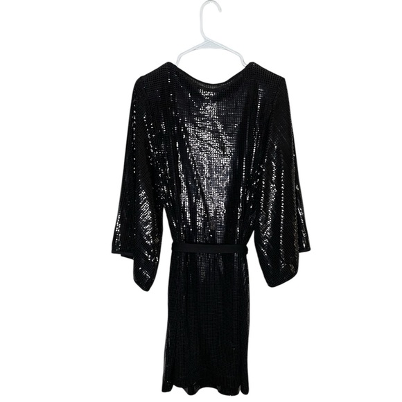 Love Moschino Sequins Sparkle Dress Women's Size 44 (US 8) Black Wide Sleeves - Picture 2 of 11